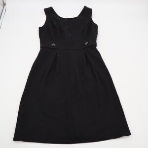 White House Black Market Fit & Flare Dress Womens 0 Black Button Waist Pleated